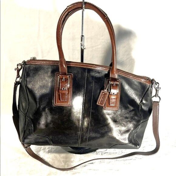 Coach Hamilton Black and Brown Leather Tote - F12444 - Picture 1 of 14